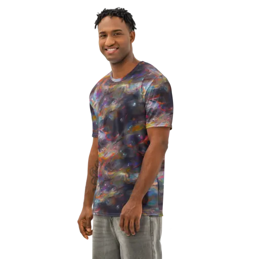 Chromatic Flux on a Men's Cotton Crew Neck T-Shirt