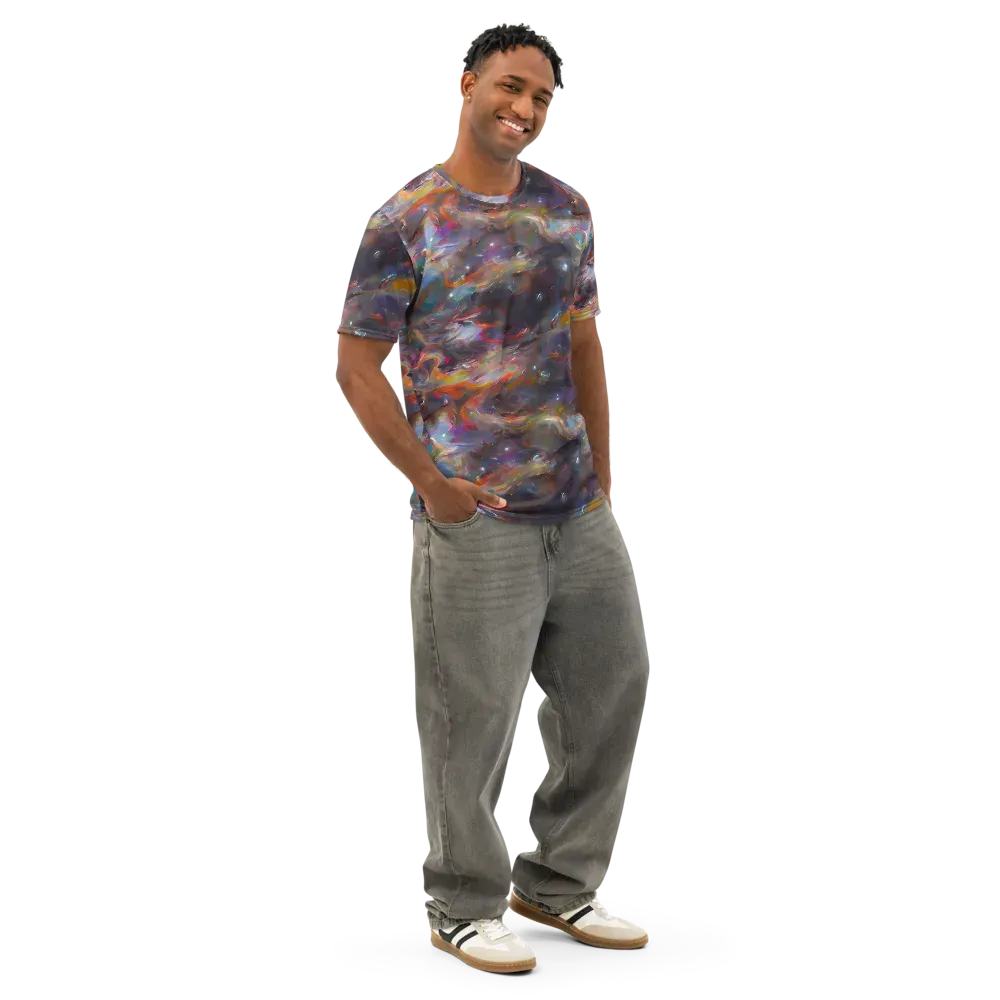 Chromatic Flux on Men's Cotton Crew Neck T-Shirt — Right Front