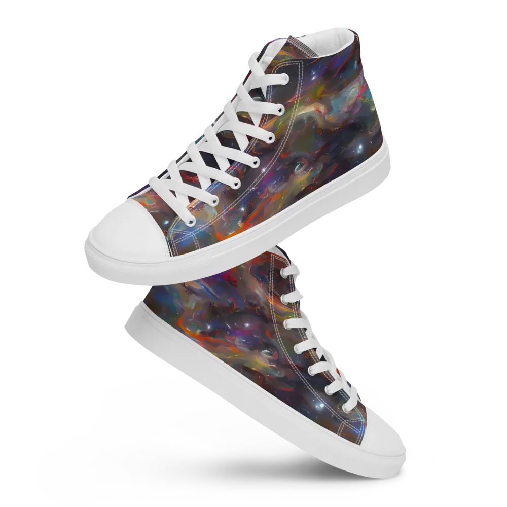 Chromatic Flux on Men's High Top Canvas Shoes — Front