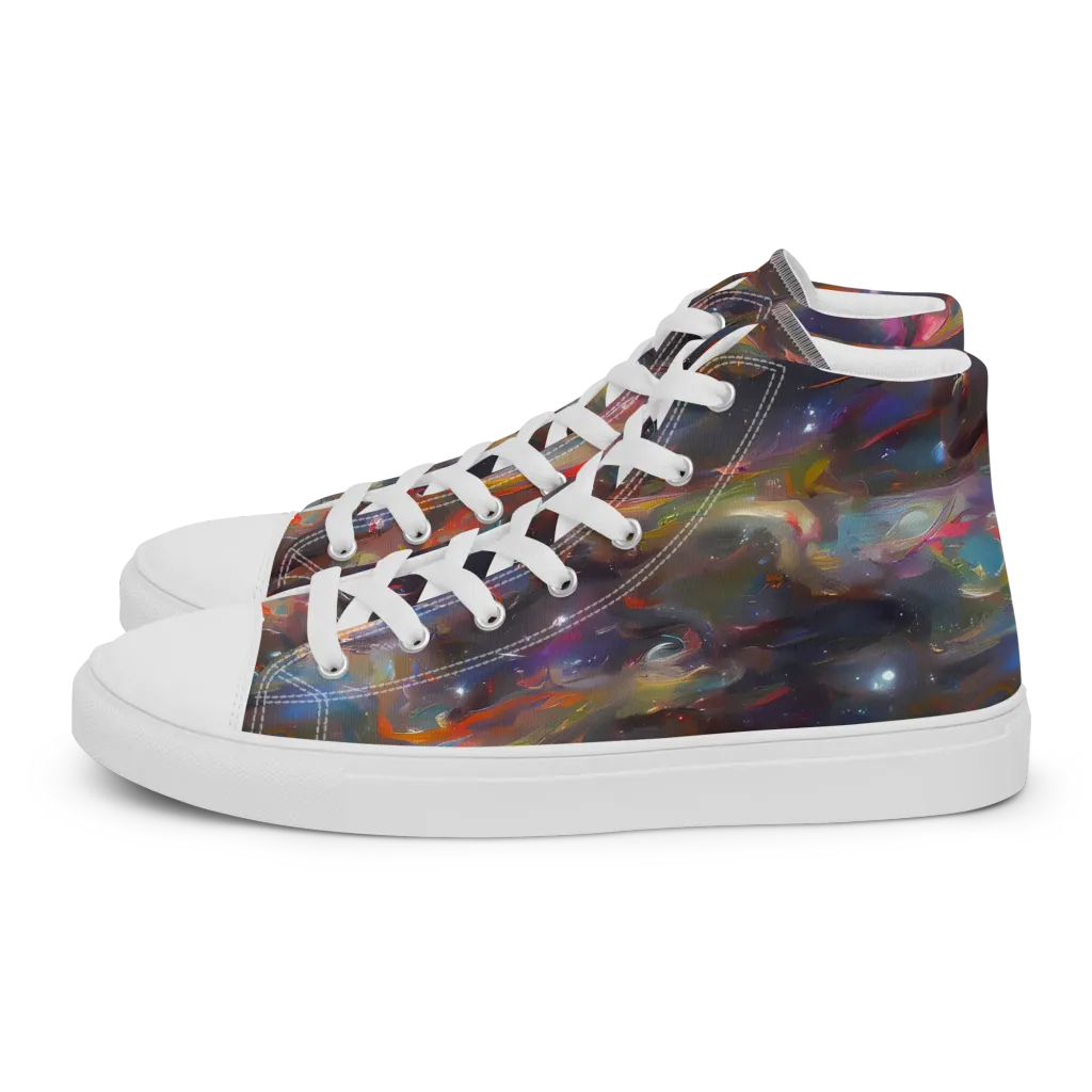 Chromatic Flux on Women's High Top Canvas Shoes — Left