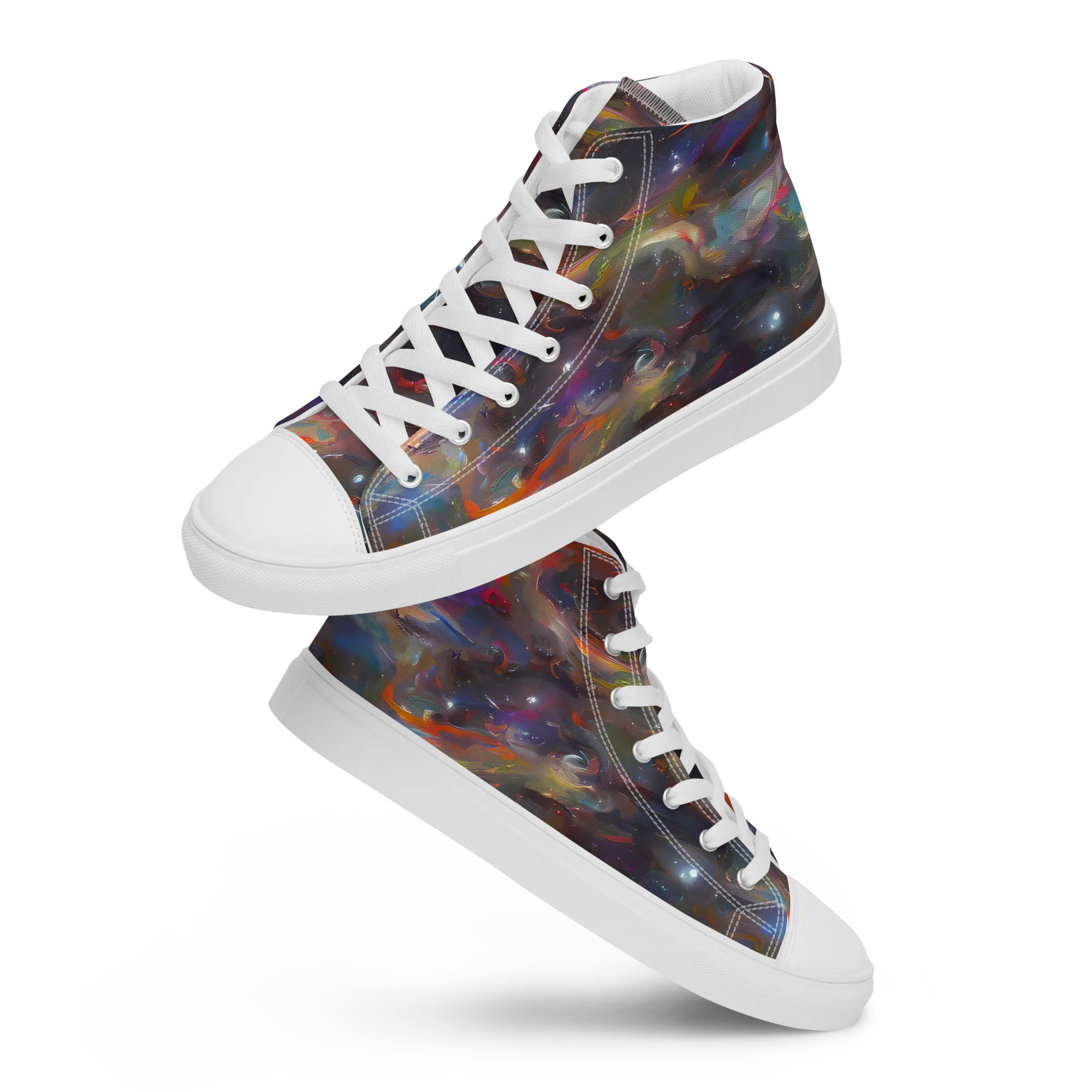 Chromatic Flux on Women's High Top Canvas Shoes — Front