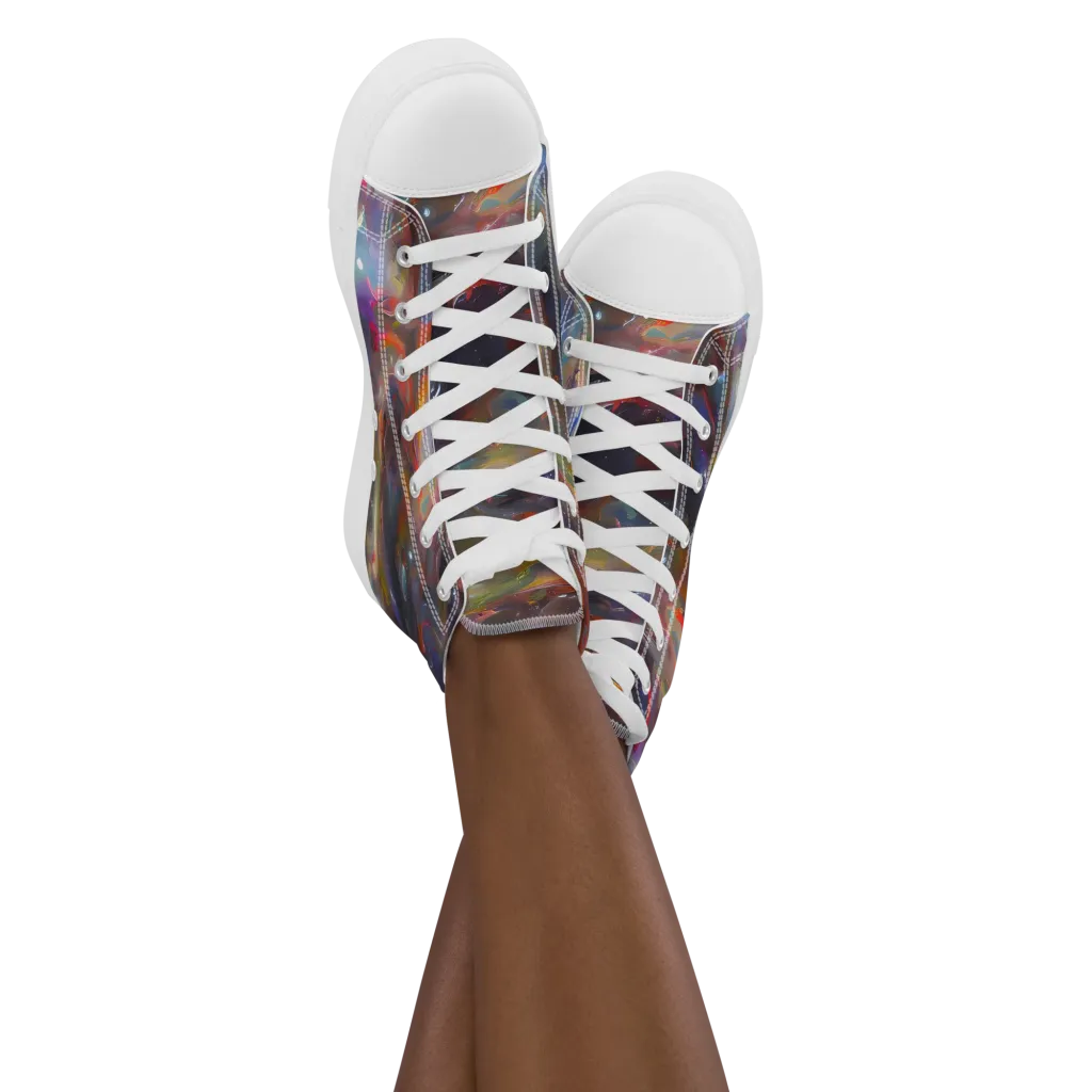 Chromatic Flux on Women's High Top Canvas Shoes — Front