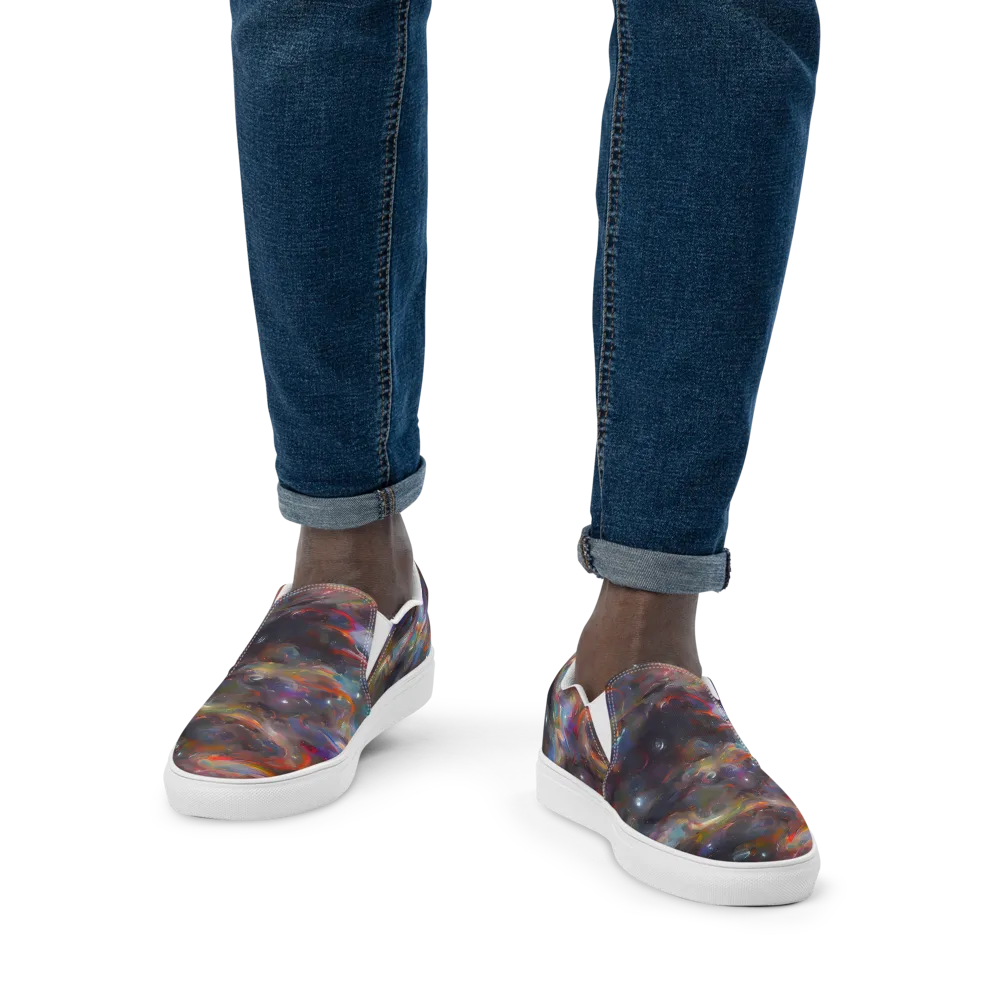 Chromatic Flux on Men's Slip-On Canvas Shoes — Front