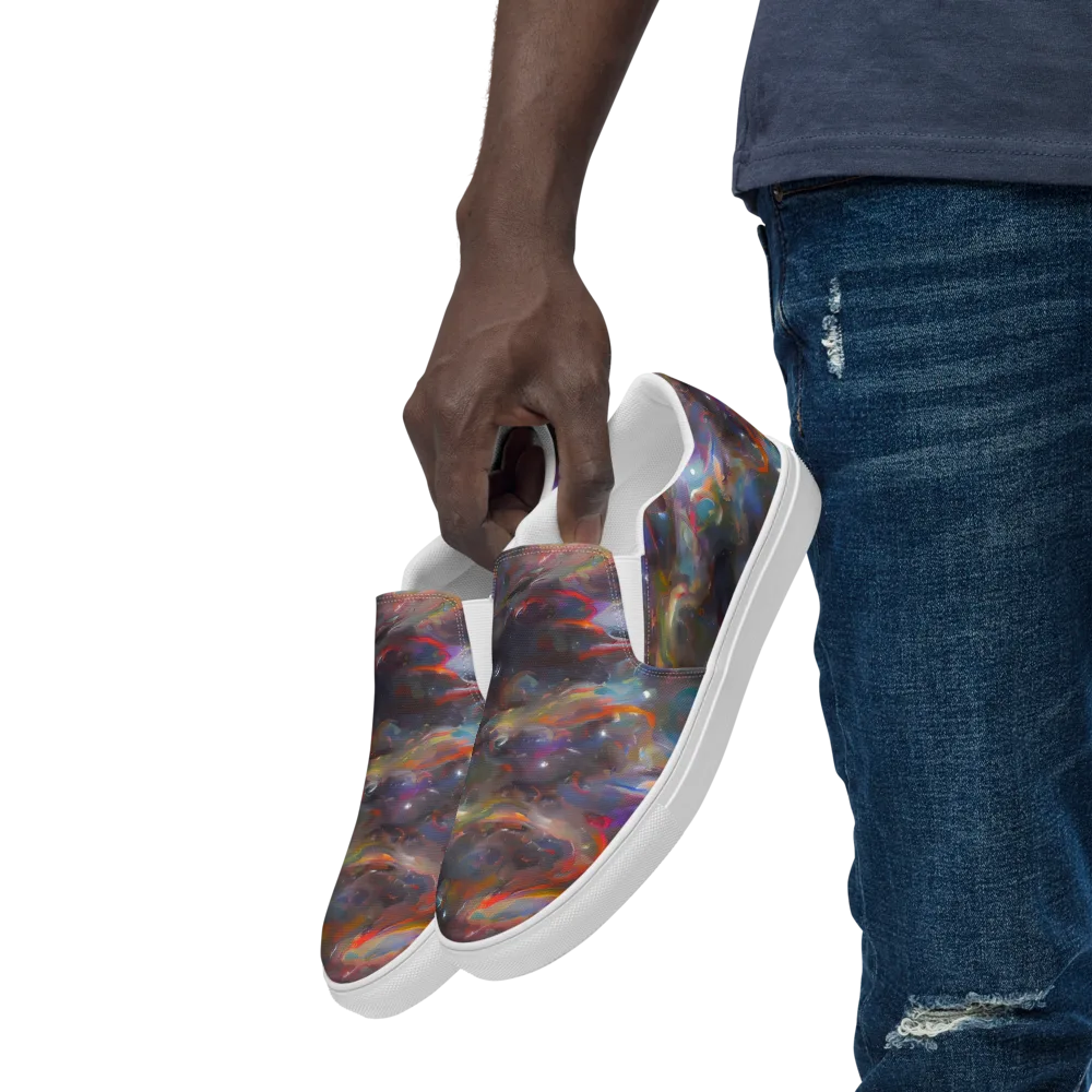 Chromatic Flux on Men's Slip-On Canvas Shoes — Left Front