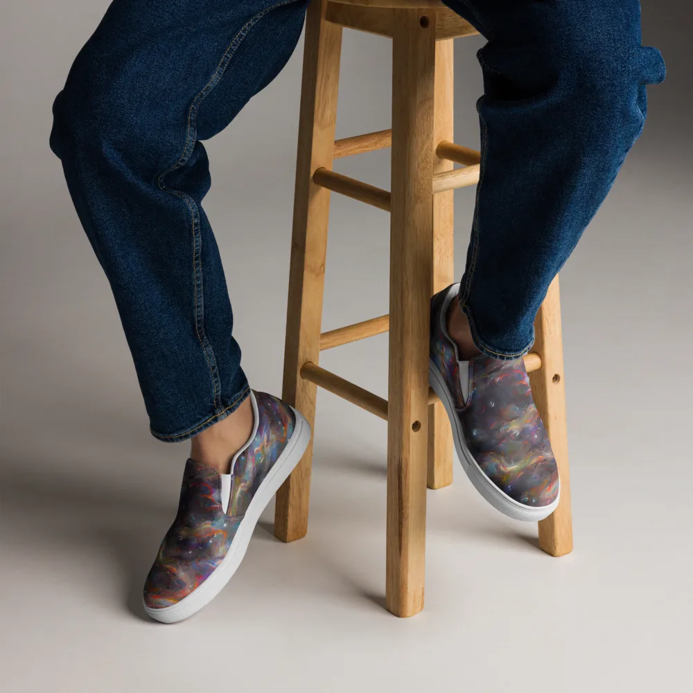 Chromatic Flux on Men's Slip-On Canvas Shoes — Front