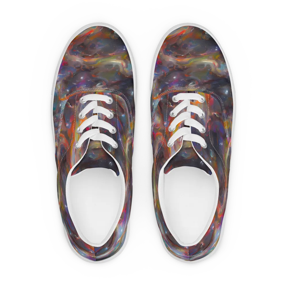 Chromatic Flux on Men's Lace-Up Canvas Shoes — Front