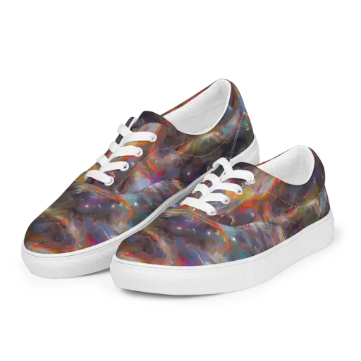 Chromatic Flux on a Men's Lace-Up Canvas Shoes