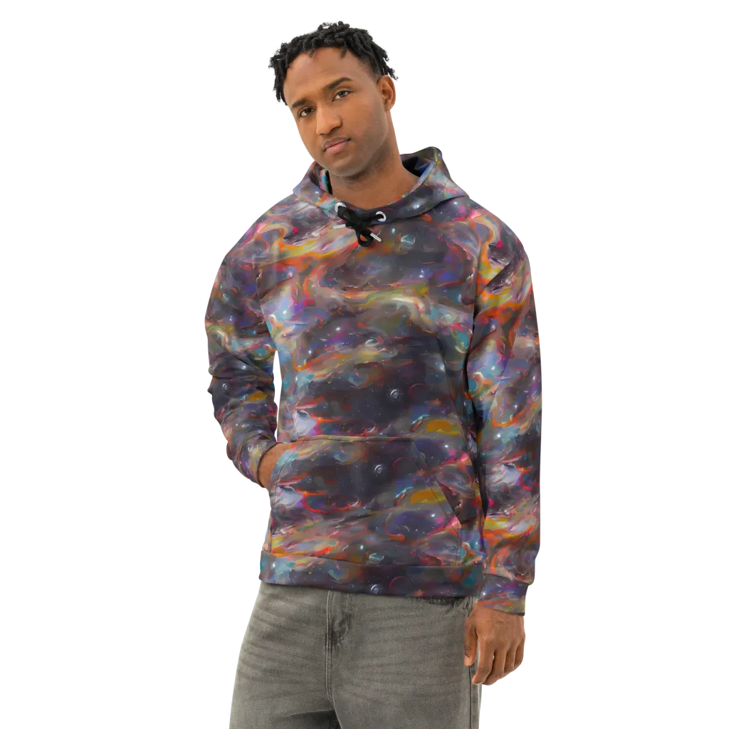 Chromatic Flux on Cotton Hoodie — Left Front