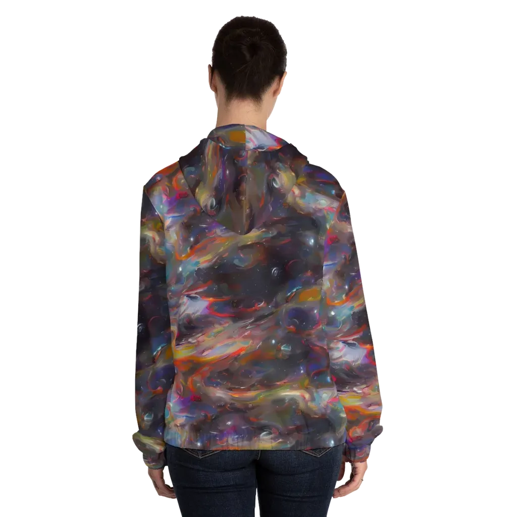 Chromatic Flux on Women's Full-Zip Hoodie — Back On Person