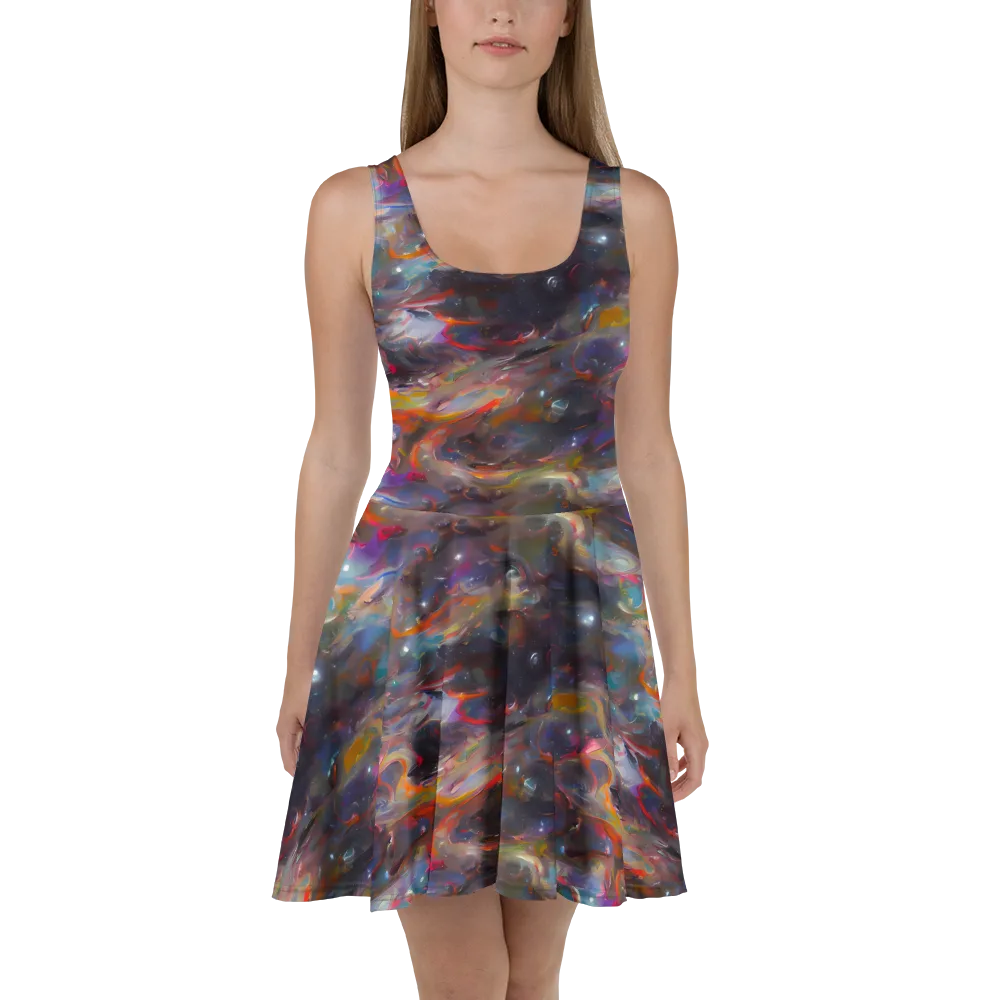 Chromatic Flux on Skater Dress — Front