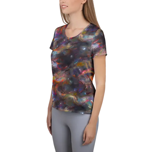 Chromatic Flux on a Women's Athletic T-Shirt