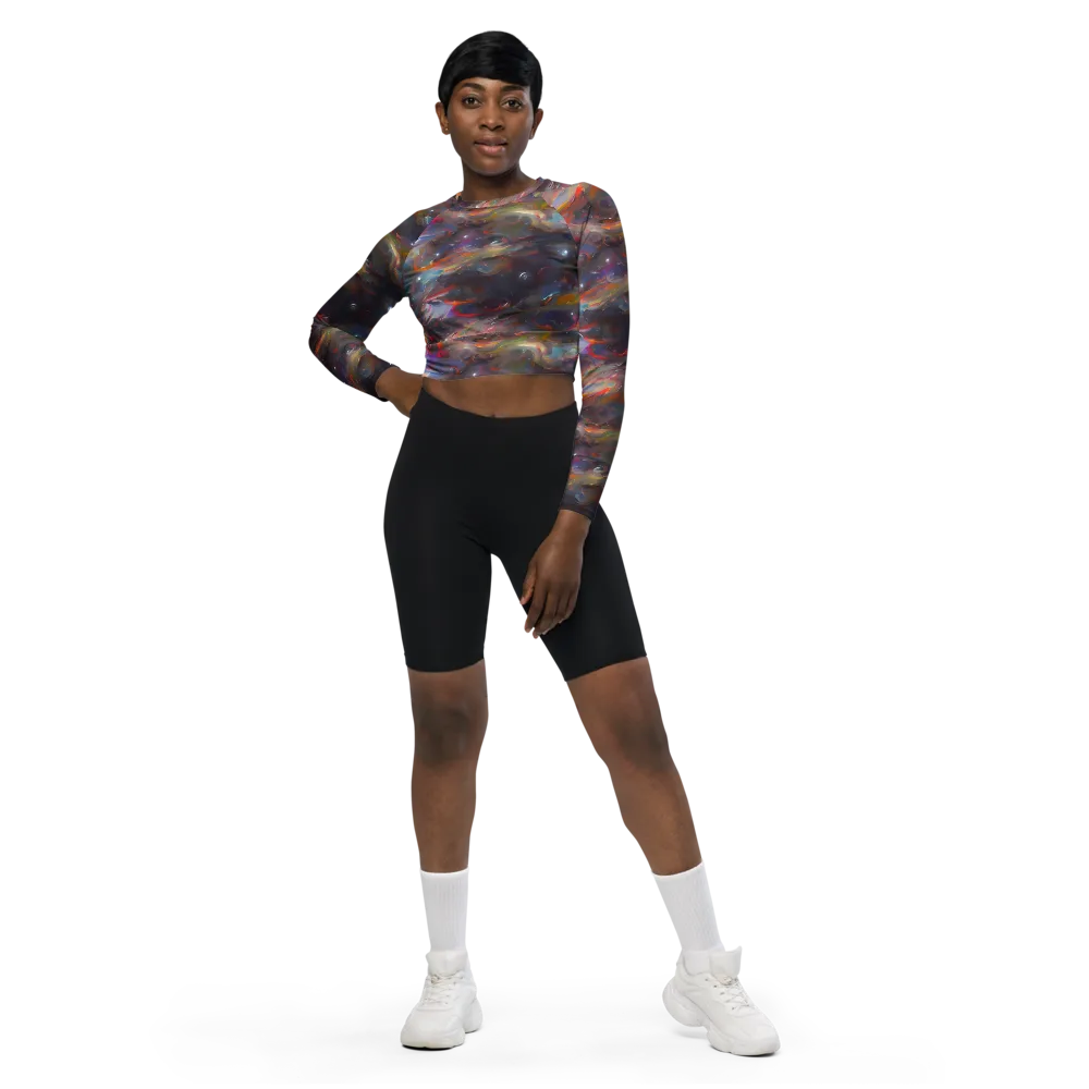 Chromatic Flux on Long Sleeve Crop Top — Front