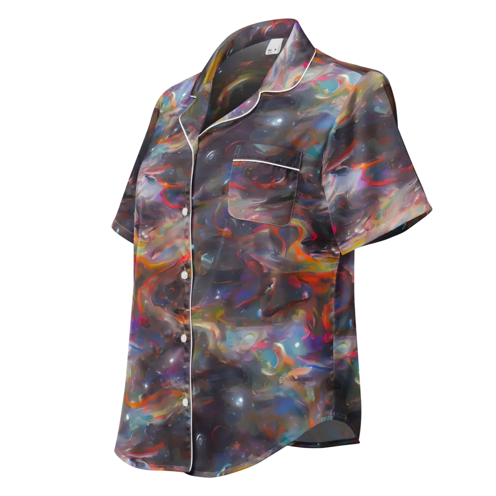 Chromatic Flux on Women's Short Sleeve Pajama Top — Left Front