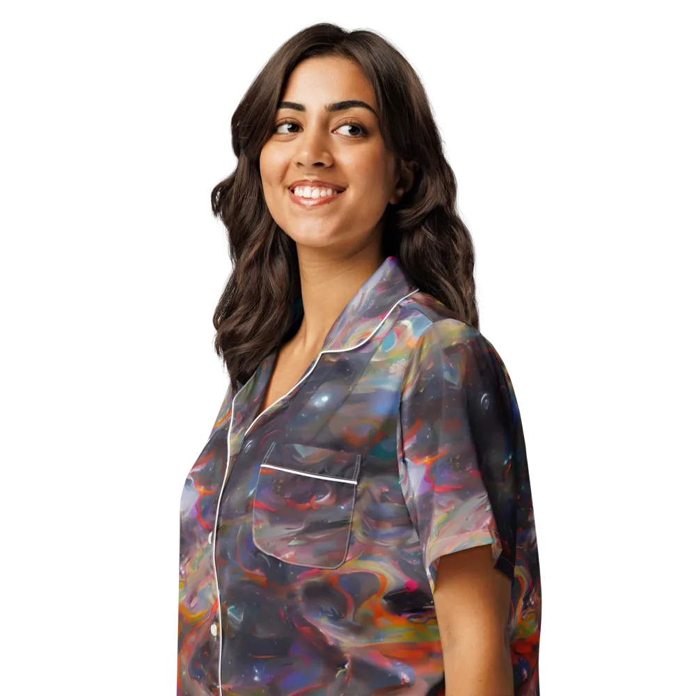 Chromatic Flux on Women's Short Sleeve Pajama Top — Left Front