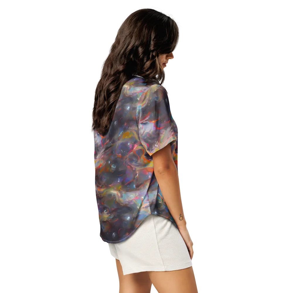 Chromatic Flux on Women's Short Sleeve Pajama Top — Right Back