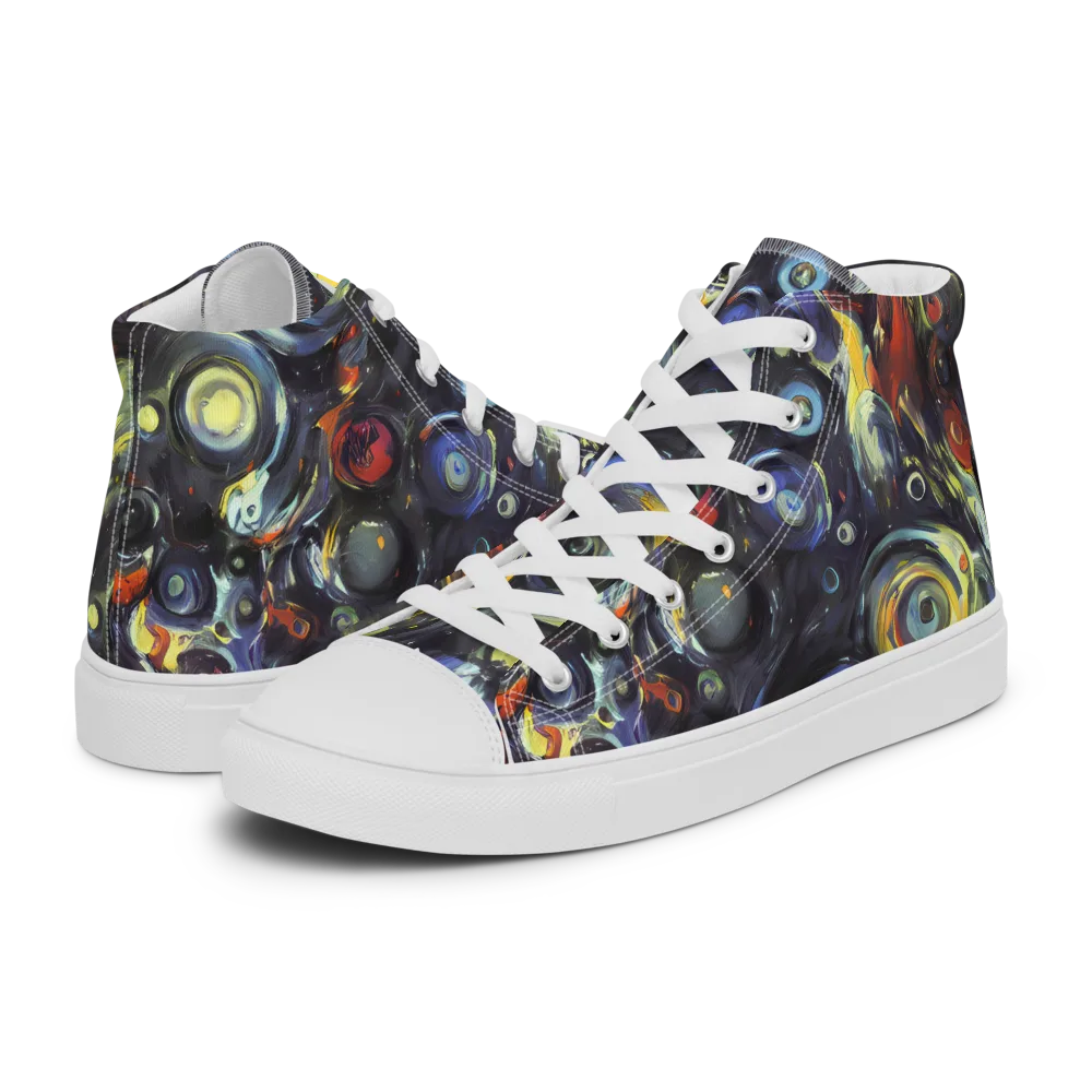 Corinthian Swirl on Men's High Top Canvas Shoes — Left