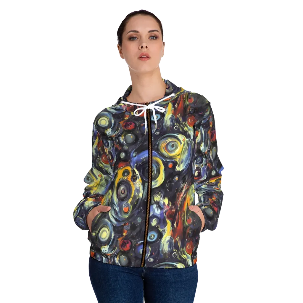 Corinthian Swirl on Women's Full-Zip Hoodie — Front On Person