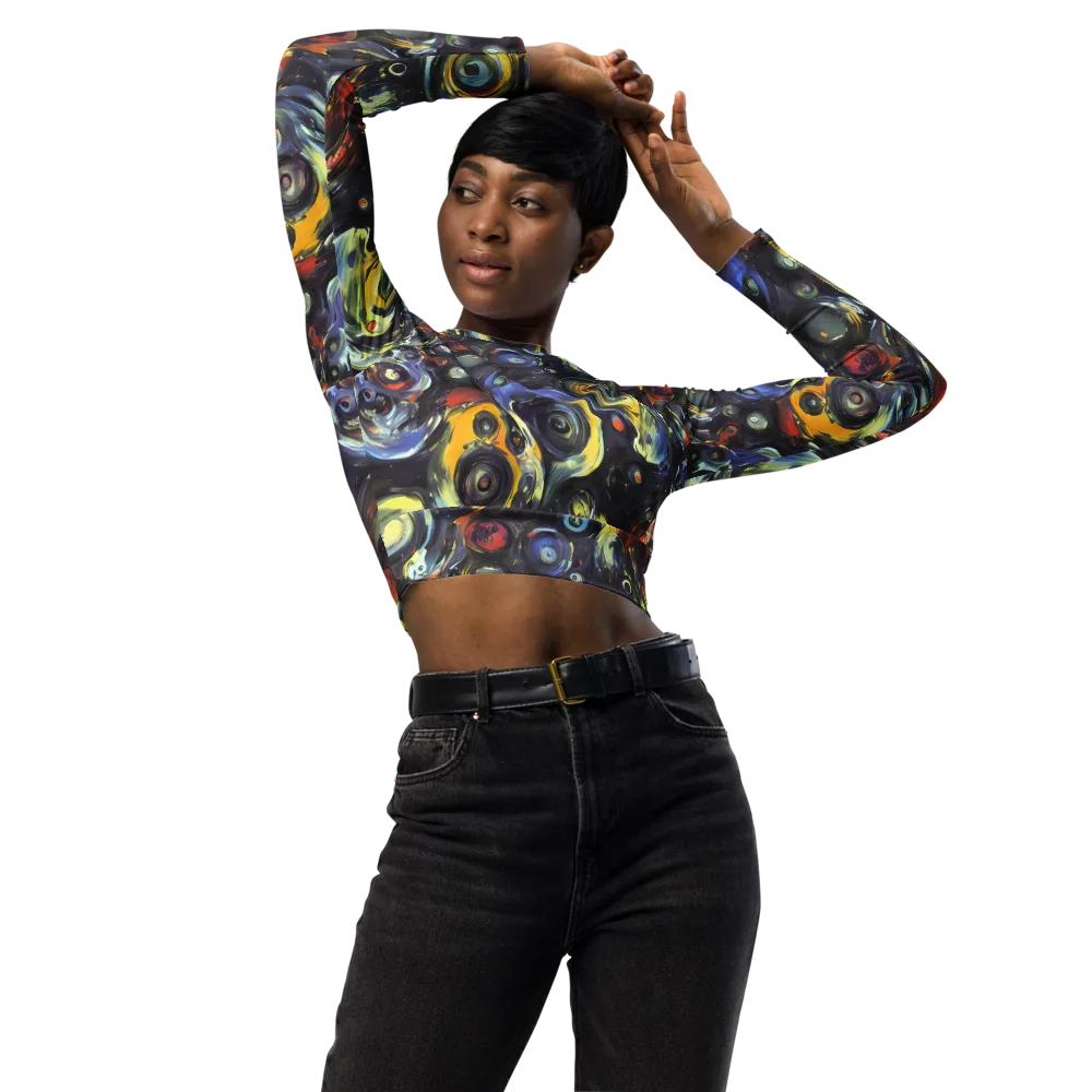 Corinthian Swirl on Long Sleeve Crop Top — Front