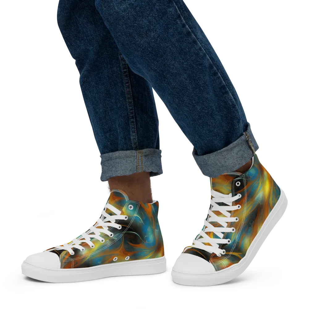 Wallis Warp on Men's High Top Canvas Shoes — Left