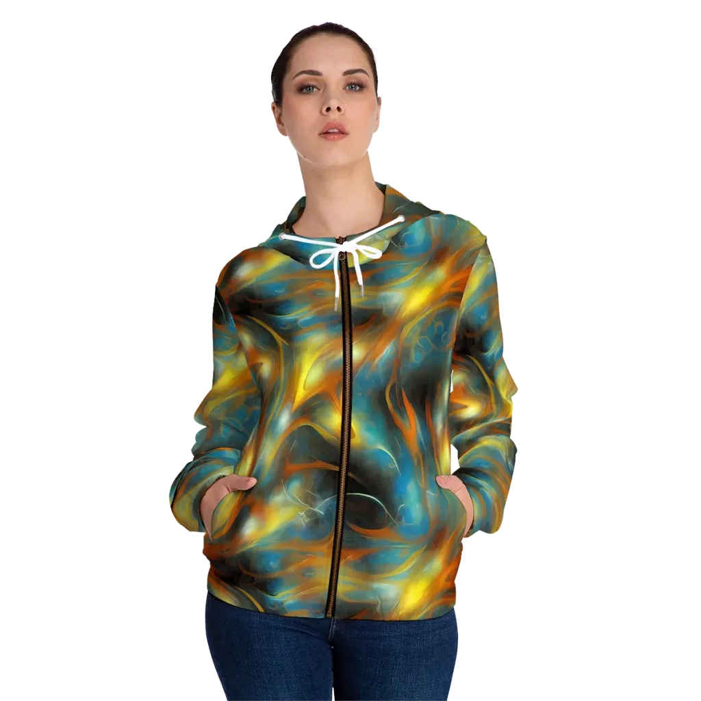 Wallis Warp on Women's Full-Zip Hoodie — Front On Person