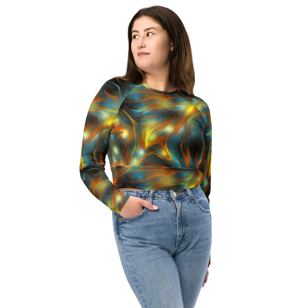 Wallis Warp on Long Sleeve Crop Top — Front