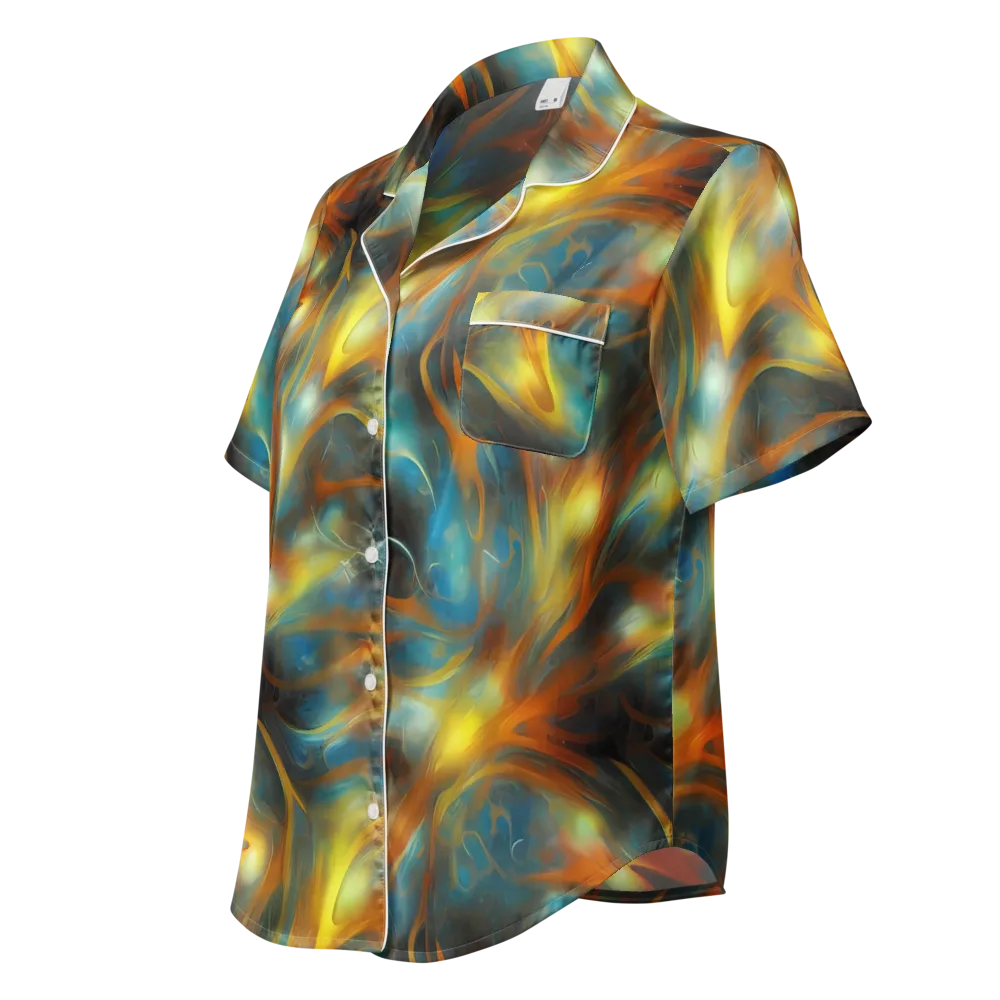 Wallis Warp on Women's Short Sleeve Pajama Top — Left Front