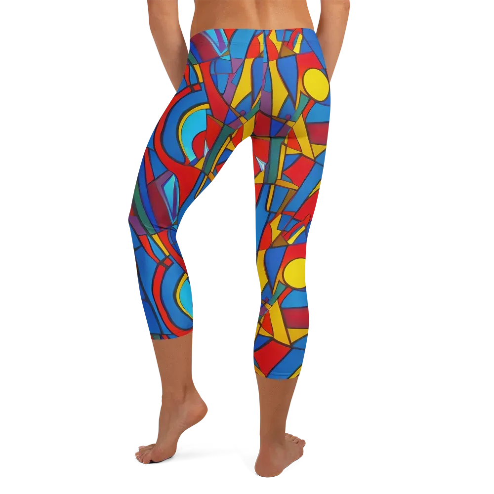 Mondrian Maze on Capri Leggings — Back
