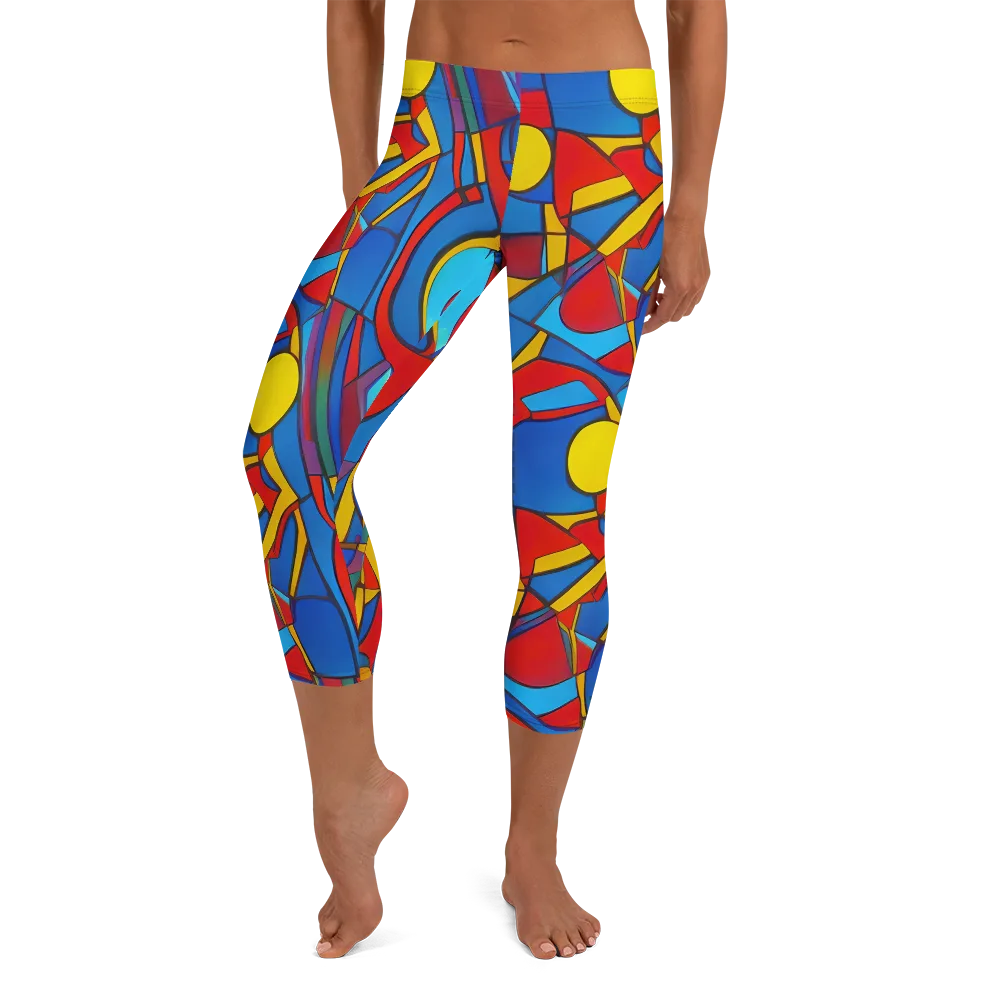 Mondrian Maze on Capri Leggings — Front