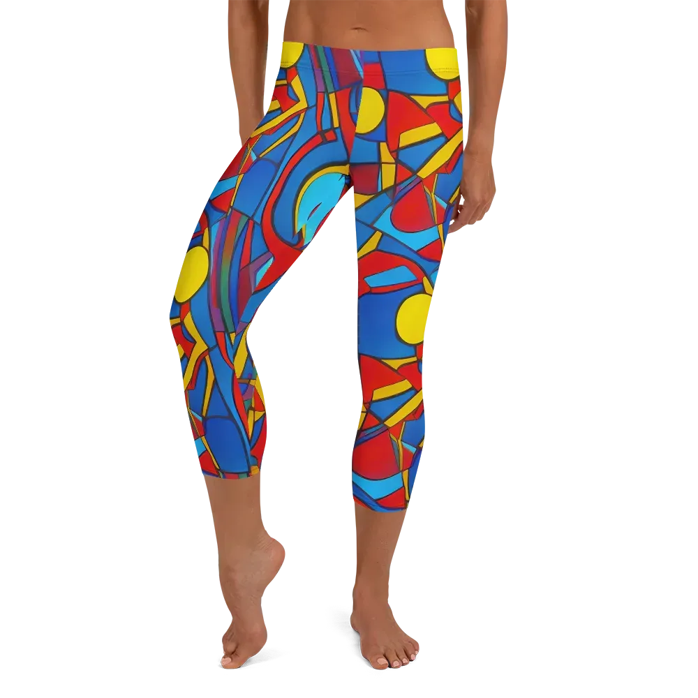 Mondrian Maze on Capri Leggings — Front