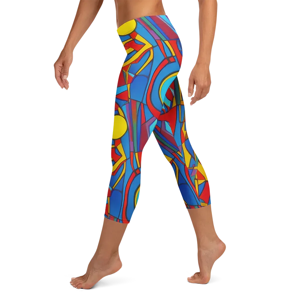 Mondrian Maze on Capri Leggings — Left