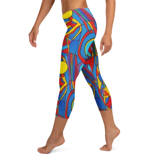 Mondrian Maze on a Capri Leggings