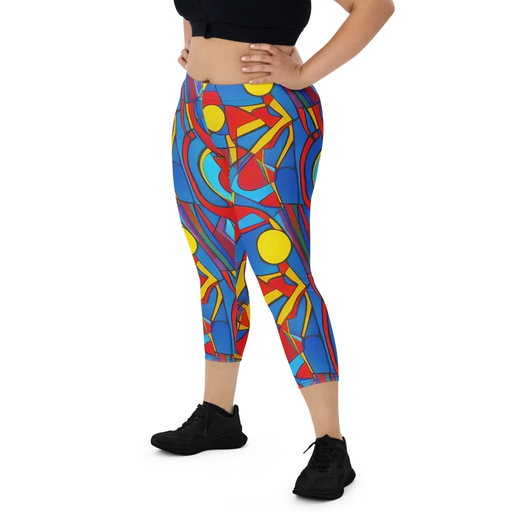 Mondrian Maze on Capri Leggings — Front