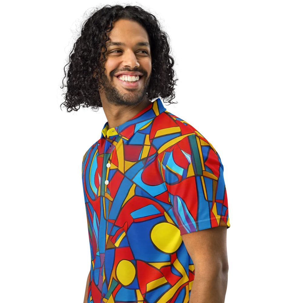 Mondrian Maze on Men's Slim Fit Polo Shirt — Left Front