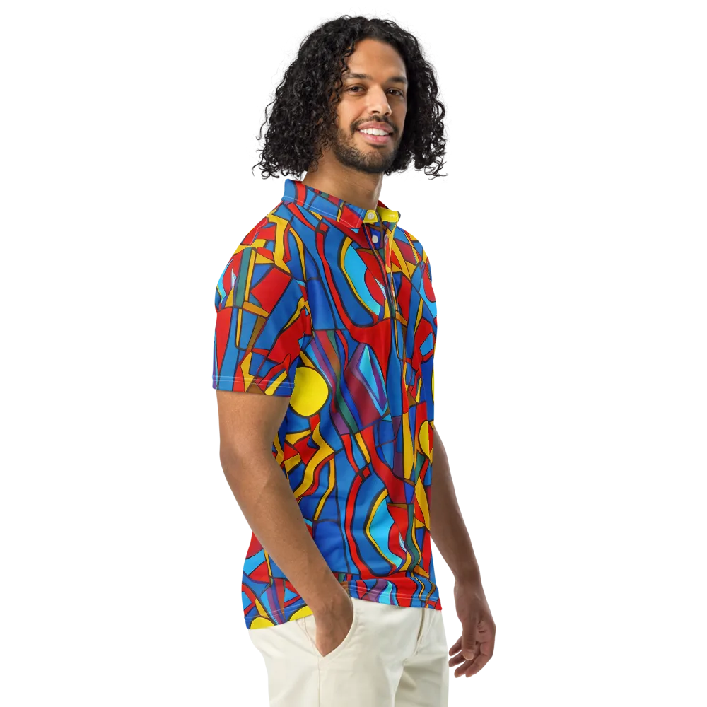 Mondrian Maze on Men's Slim Fit Polo Shirt — Right Front
