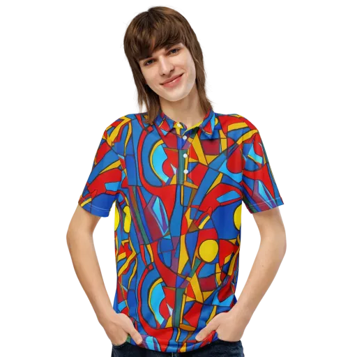 Mondrian Maze on a Men's Slim Fit Polo Shirt