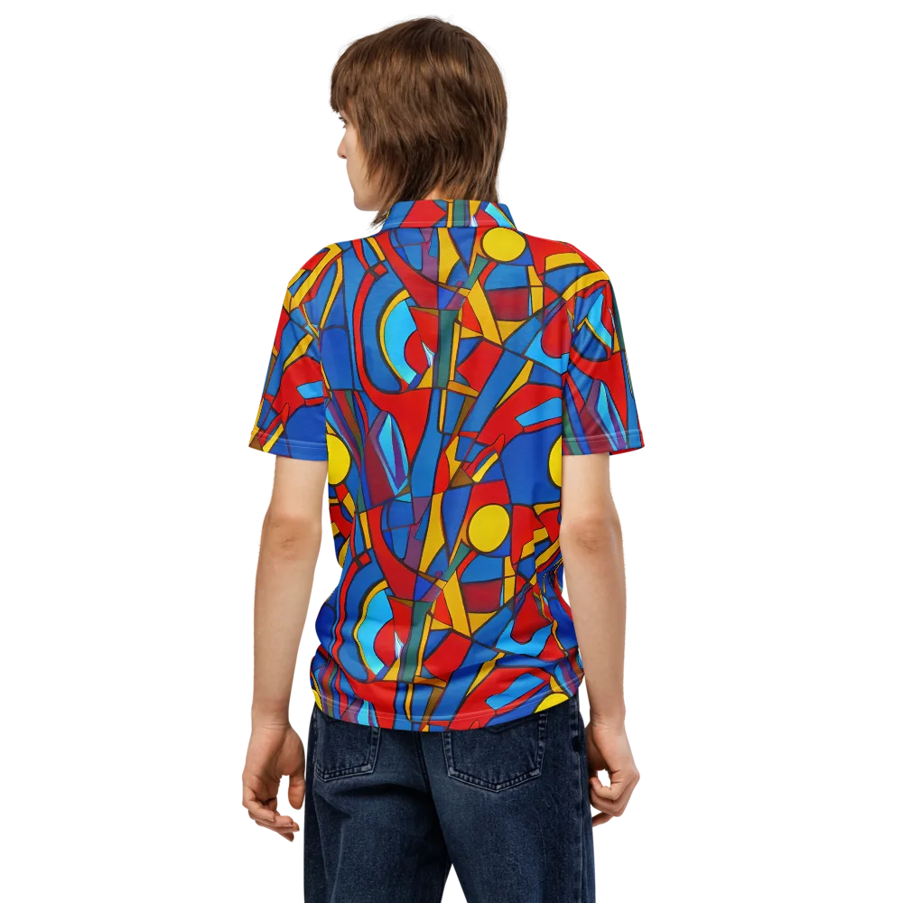 Mondrian Maze on Men's Slim Fit Polo Shirt — Back