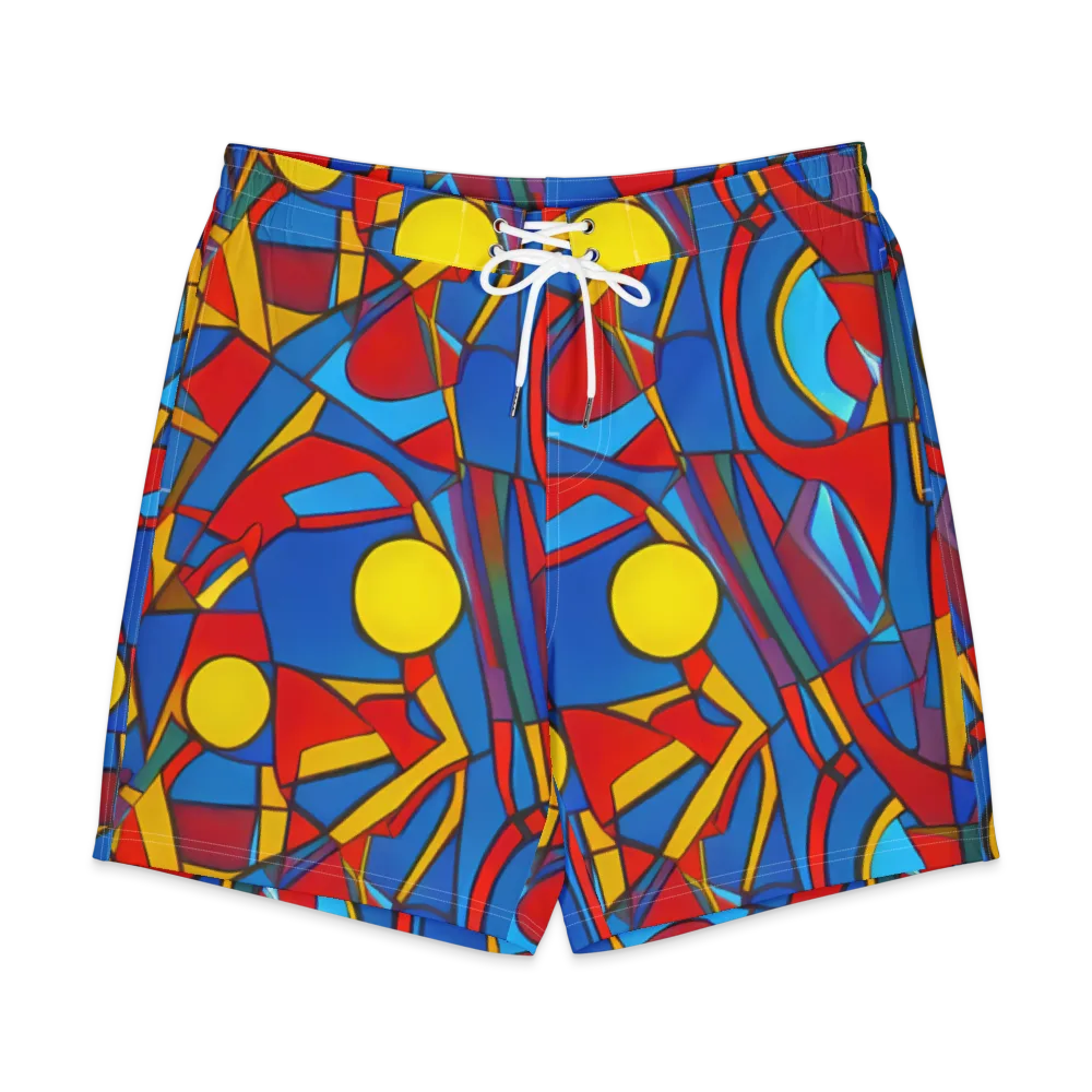Mondrian Maze on Men's Board Shorts — Front