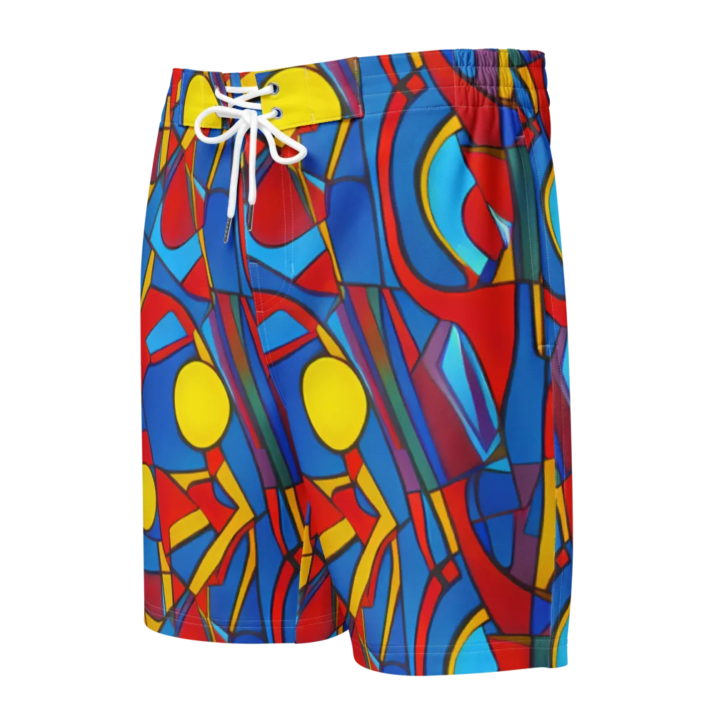 Mondrian Maze on Men's Board Shorts — Front