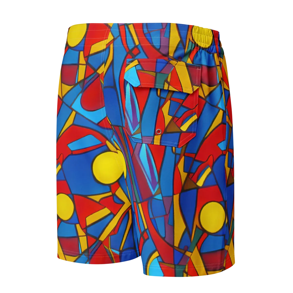 Mondrian Maze on Men's Board Shorts — Back
