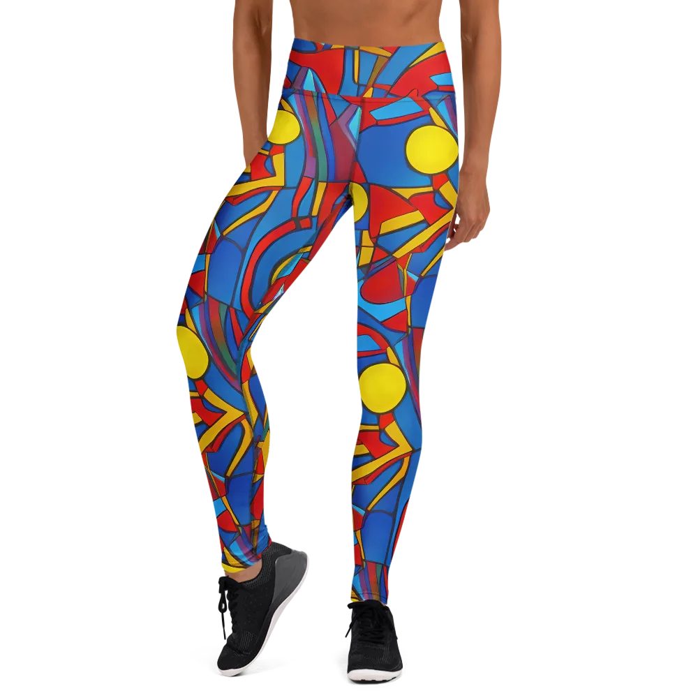 Mondrian Maze on Yoga Leggings — Front