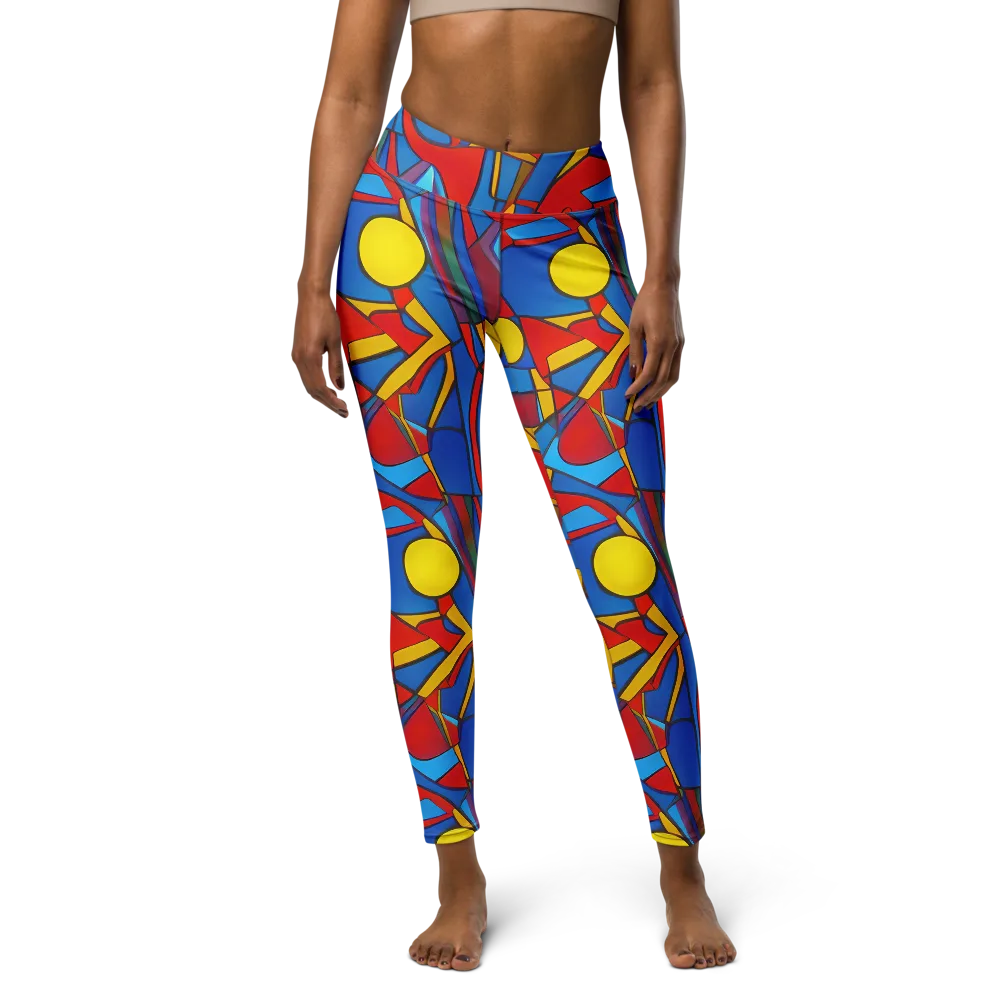 Mondrian Maze on Yoga Leggings — Front