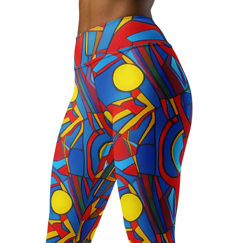 Mondrian Maze on Yoga Leggings — Left Front