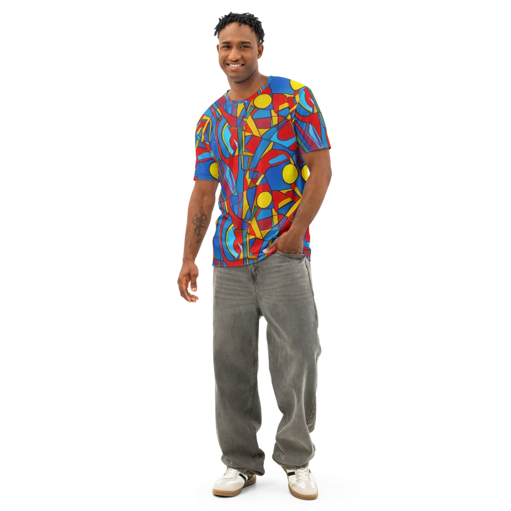 Mondrian Maze on Men's Cotton Crew Neck T-Shirt — Front
