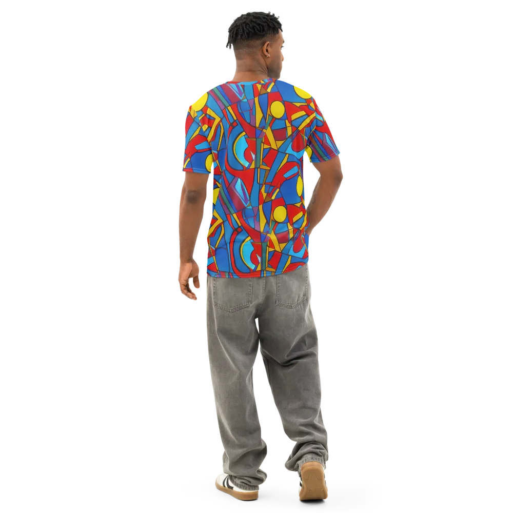 Mondrian Maze on Men's Cotton Crew Neck T-Shirt — Back