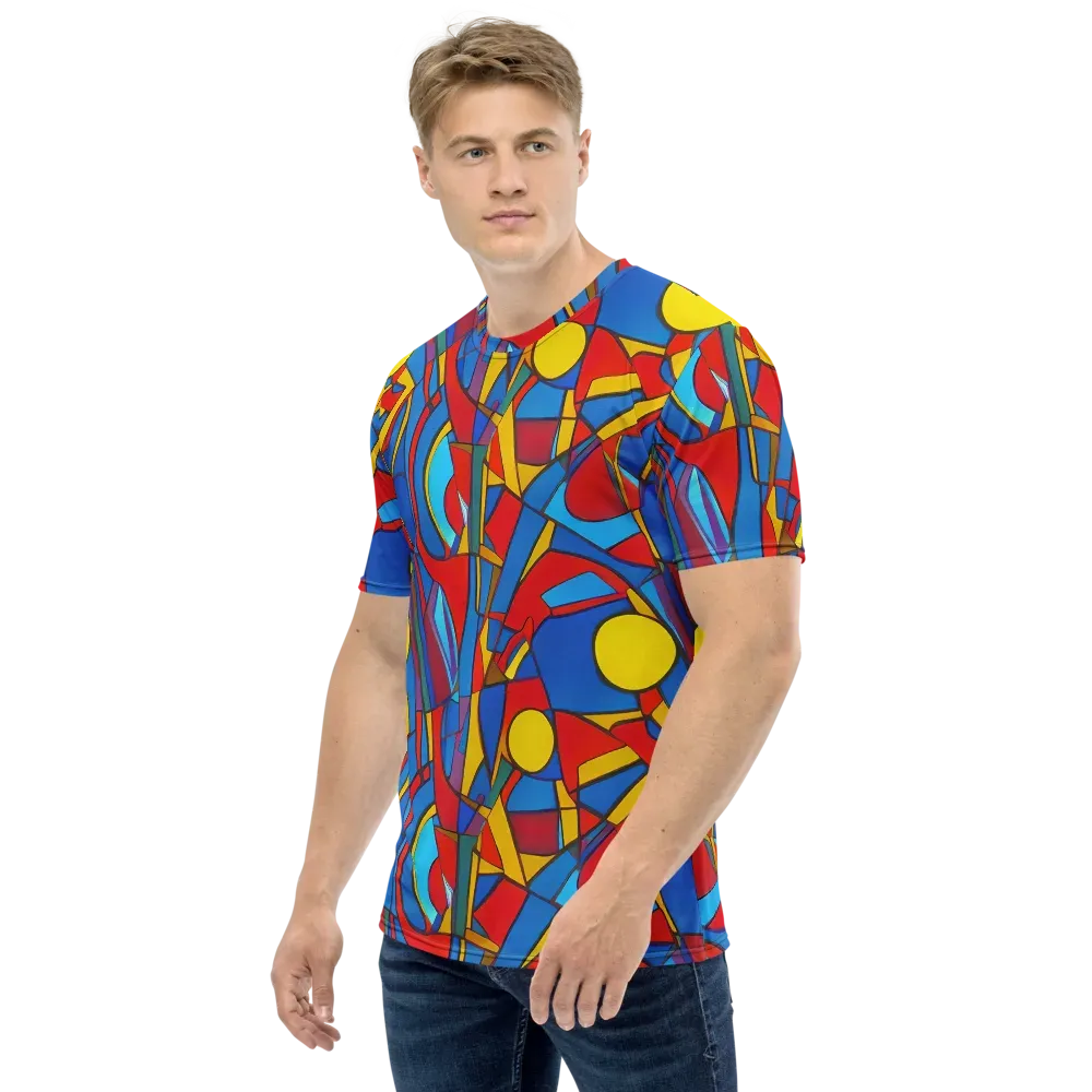 Mondrian Maze on Men's Crew Neck T-Shirt — Left