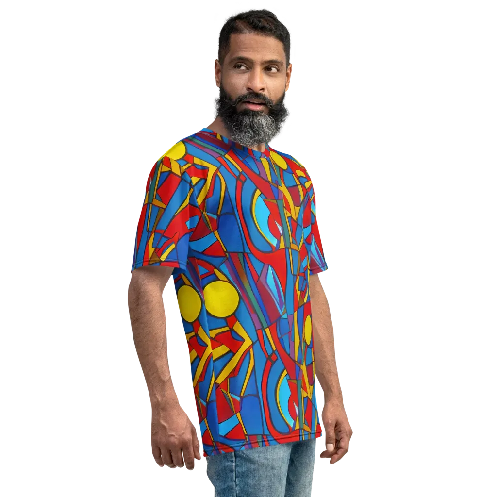 Mondrian Maze on Men's Crew Neck T-Shirt — Right