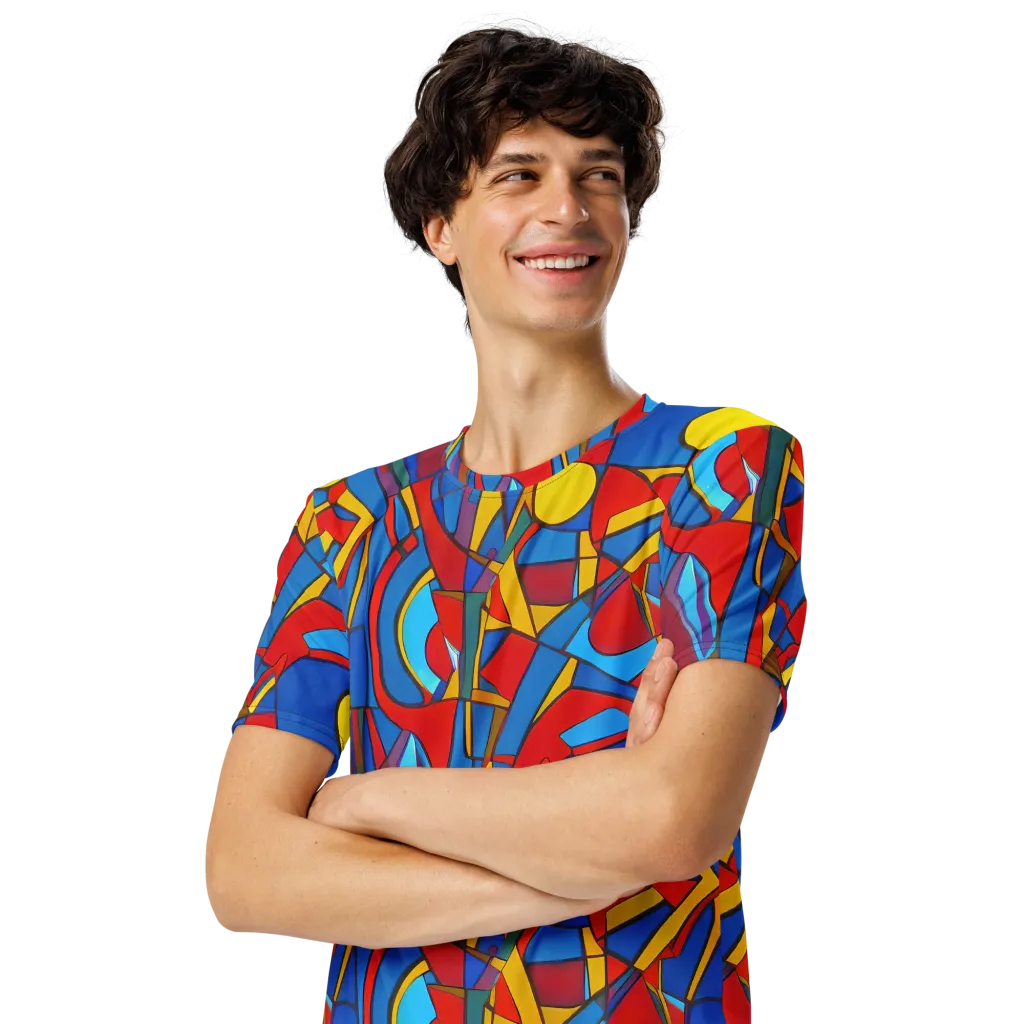 Mondrian Maze on Men's Crew Neck T-Shirt — Left Front