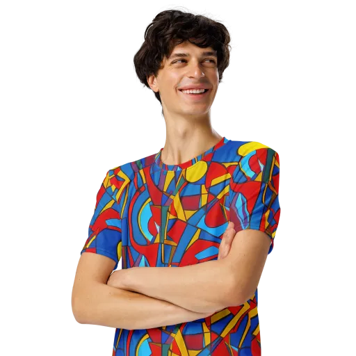 Mondrian Maze on a Men's Crew Neck T-Shirt