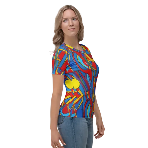 Mondrian Maze on a Women's Crew Neck T-Shirt