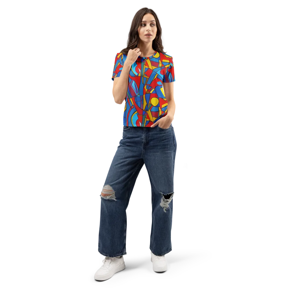 Mondrian Maze on Women's Crew Neck T-Shirt — Front